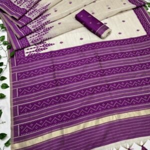 Pink Soft Muga Silk Saree With Tassels