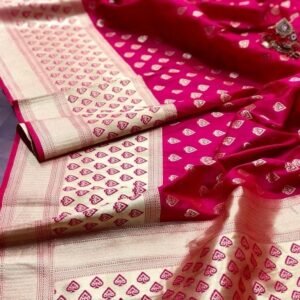 Pink Vani Butta Pure Banarasi Silk Saree