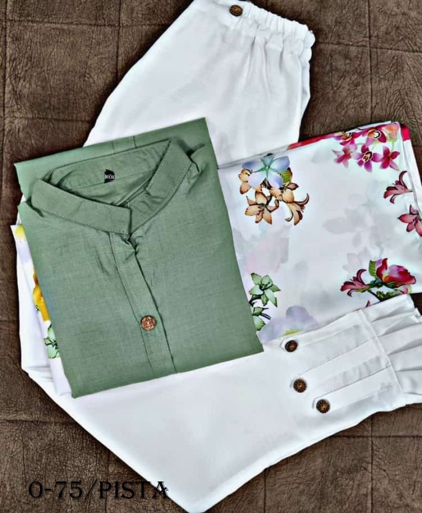 pista colour plain kurti with 1724419655 Pista Colour Plain Kurti With Dupatta