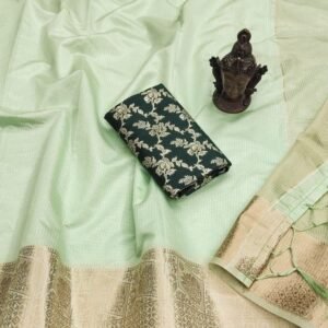 Pista Green Plain Soft Kota Doria Saree