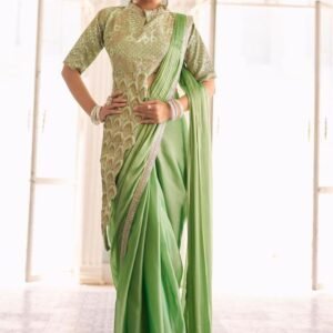Pista Green Reday To Wear Saree