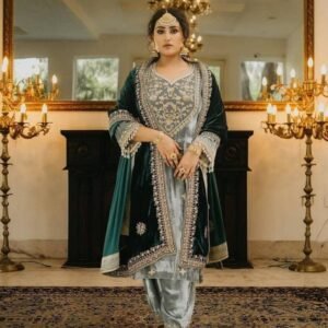 Pista Heavy Embroidery Work Velvet Palazo Suits