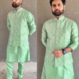 Pista Stylish Banglori Silk Men Kurta Pant With Koti