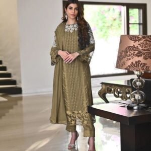 Mehendi Trending Sequence Readymade Designer Suits With Pent And Georgette Dupatta
