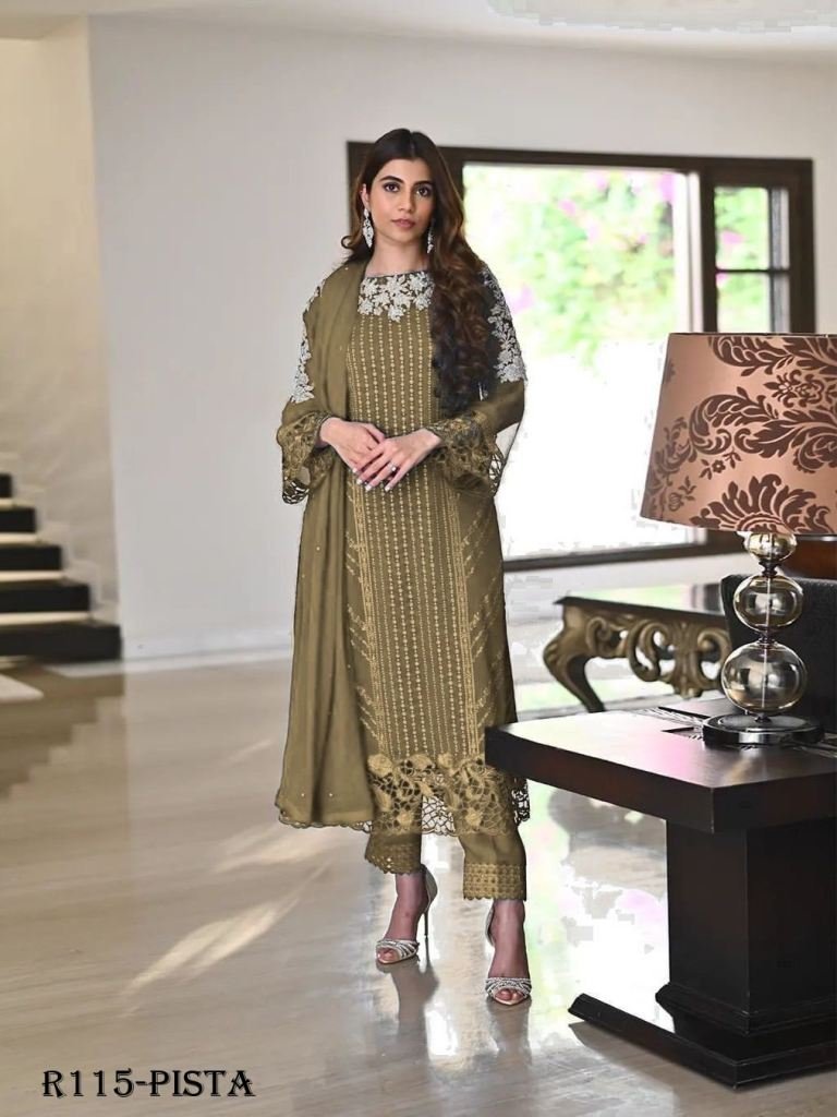 pista trending sequence readym 1720265529 Mehendi Trending Sequence Readymade Designer Suits With Pent And Georgette Dupatta