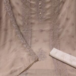 Plaster Brown Embroidered Unstitched Salwar Suit Set
