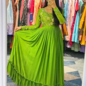 Popti Color Foux Gorgette Anarkali Gowns