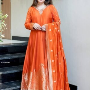 Premium Banarasi Chanderi Anarkali Suit with Dupatta