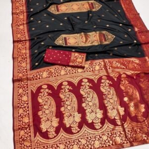Premium Black Pure Banarasi Silk Saree