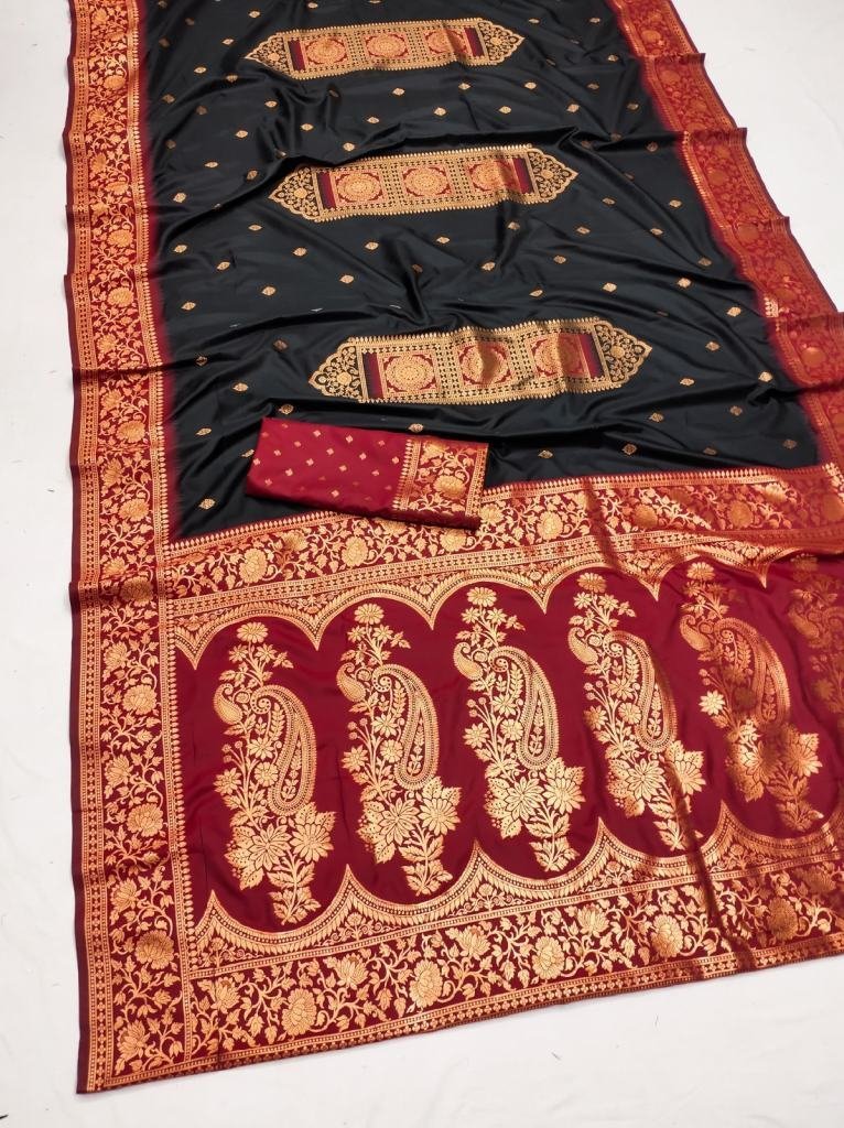 premium black pure banarasi si 1729846125 Premium Black Pure Banarasi Silk Saree