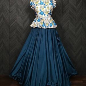 Premium Chinon Rama Crop Top Lehenga Choli