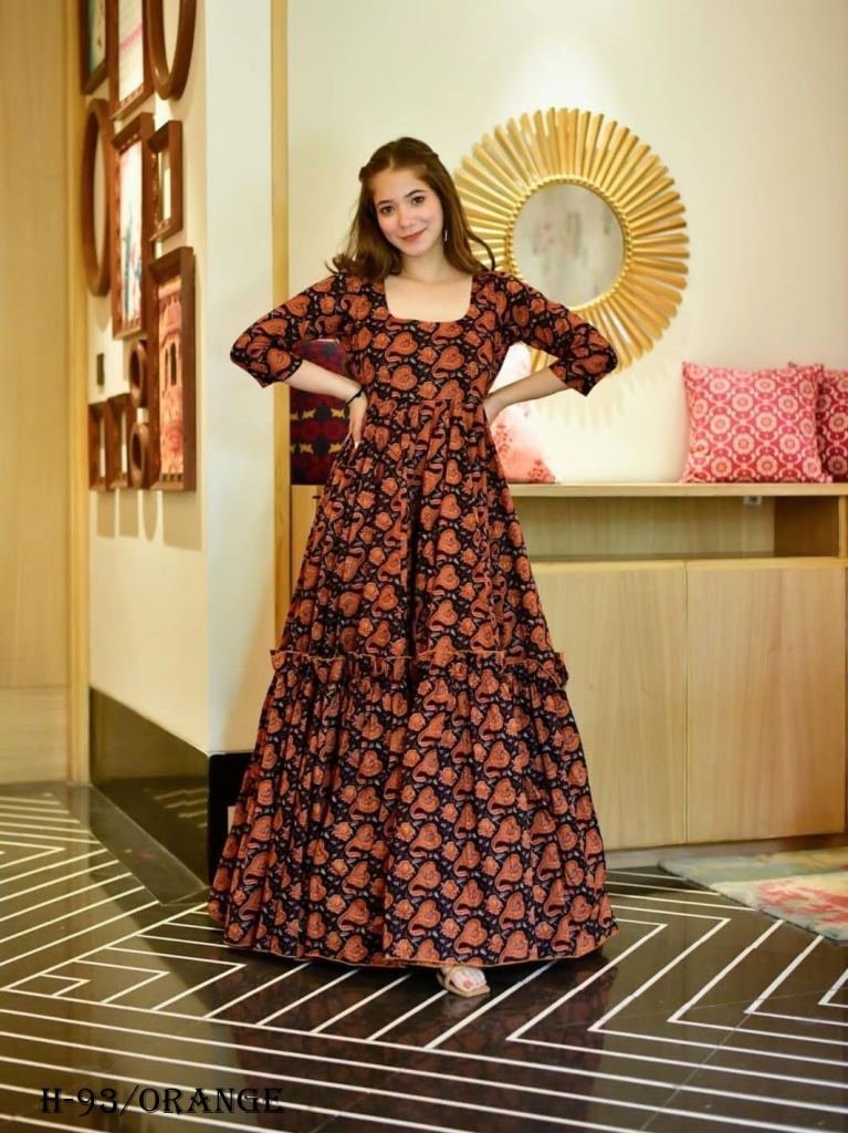 premium cotton silk orange and 1725095932 Premium Cotton Silk Orange and Black Long Gown