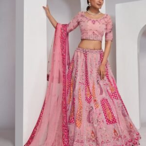 Premium Designer Pink Soft Net Lehenga Choli Collections
