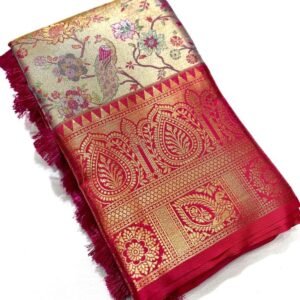 Premium Dharmavaram Silk Zari Weaving Red Saree