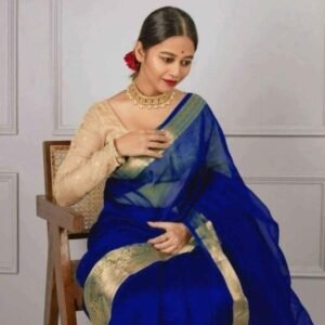 Premium Dyeable Skirt Border Saree in Banarasi Kora Organza