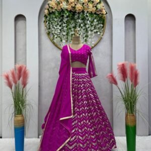 Premium Foux Georgette Purple Lehenga Choli