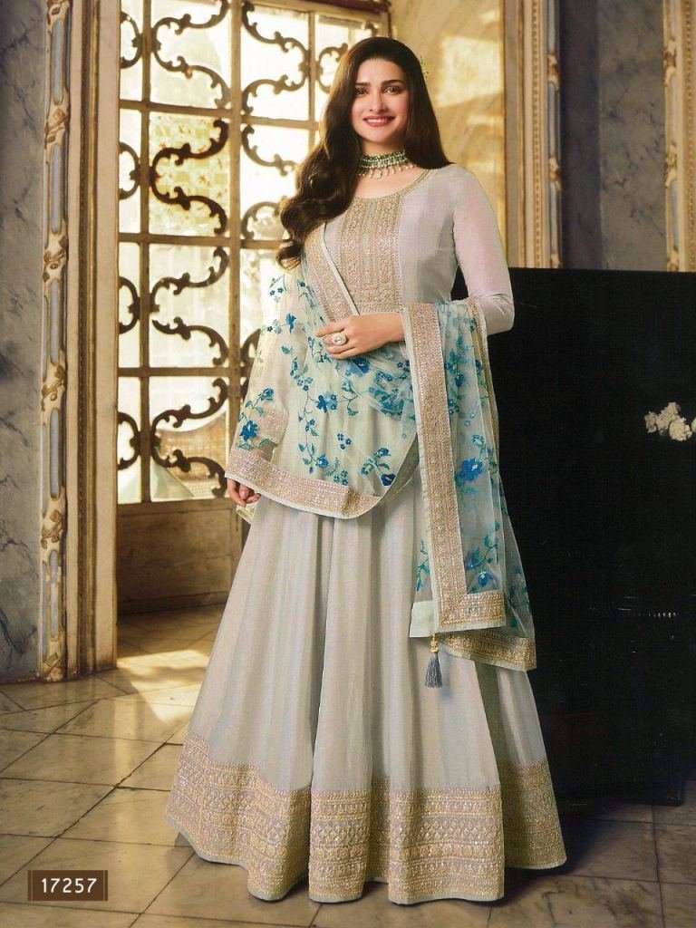 premium long dola silk anarkal 1727348898 Premium Long Dola Silk Anarkali Grey Salwar Suit
