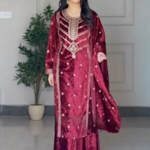 Designer Ready Made Viscose Velvet Top Palazzo Dupatta
