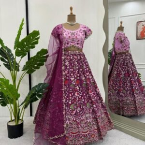 Premium Pink Gorgette Lehenga Choli With Sequnce Work