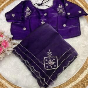 Premium PurPle Jimmy choo Saree with Khatli Cut Work