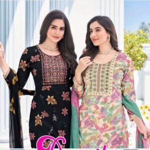 Kavya Deepika vol 13 Capsule Print Embroidered Neck Kurti Bottom Set with Dupatta