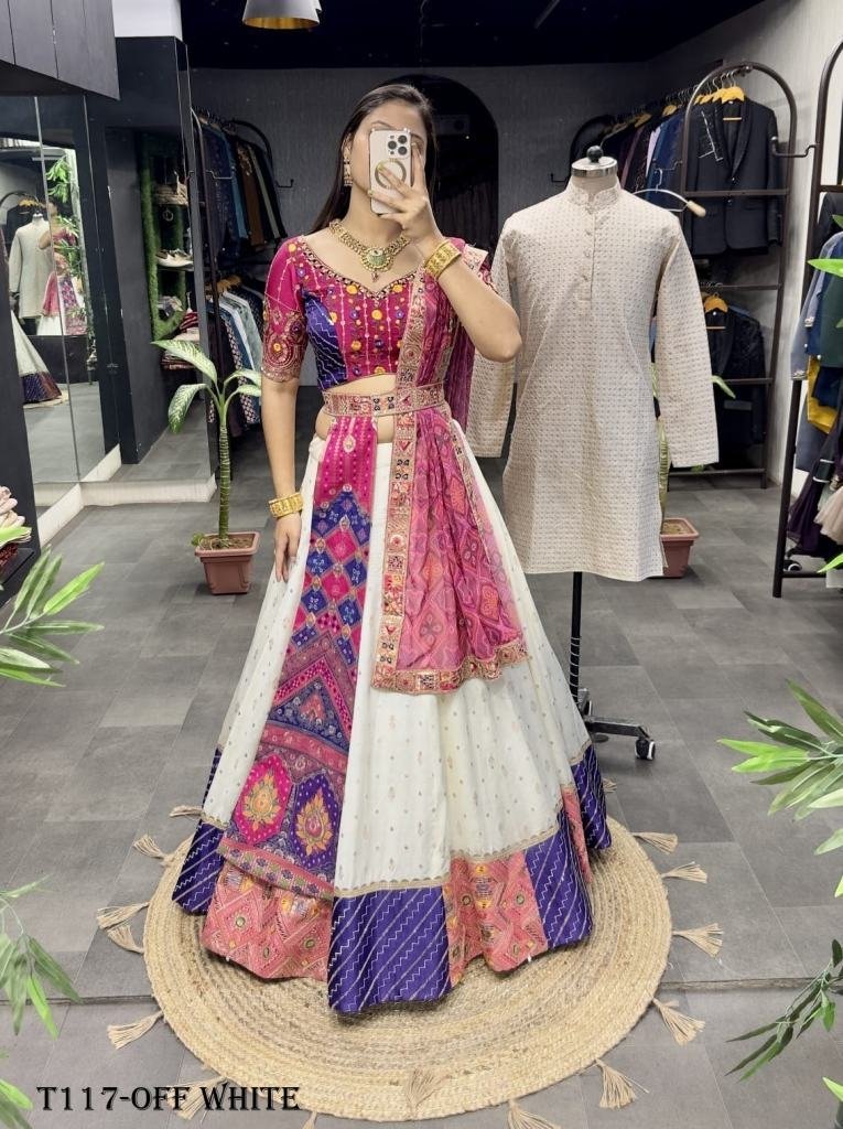 premium quality off white jacq 1718970376 Premium Quality Off White Jacquard Lehenga Choli For women