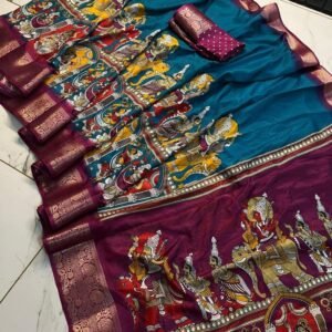 Premium Quality Silk Rama Saree and Blouse