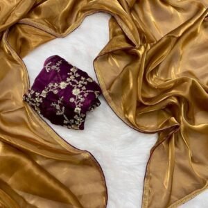 Premium Quality Tissue Gold Saree With Exclusive Contrast Lace