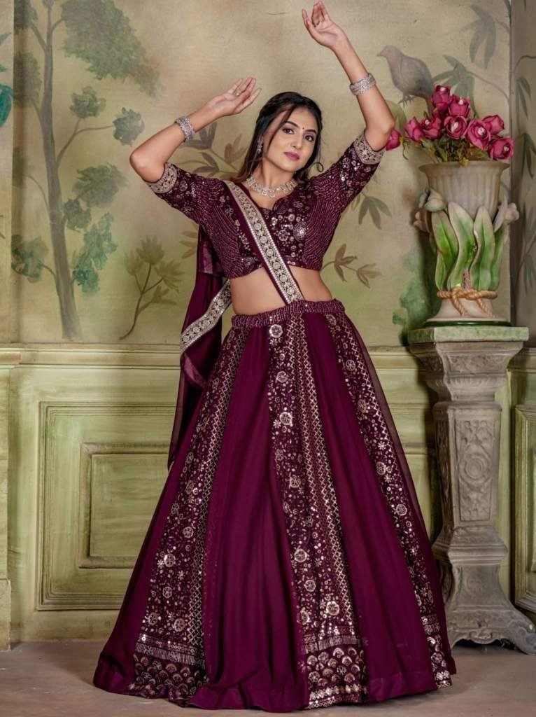 premium quality wine designer 1712826743 Premium Quality Wine Designer Stitched Georgette Lehenga Choli