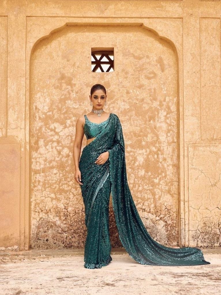 premium sequence embroidery wo 1728994886 Premium Sequence Embroidery Work Georgette Saree
