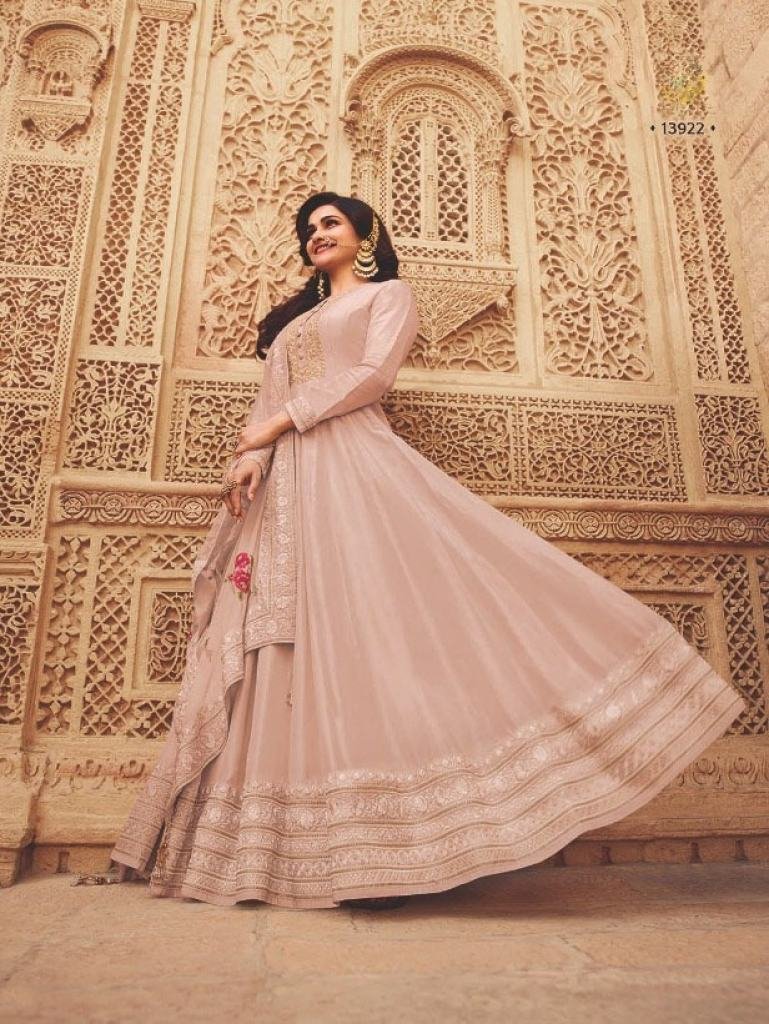 premium silk peach gowns with 1727687835 Premium Silk Peach Gowns With Net Dupatta