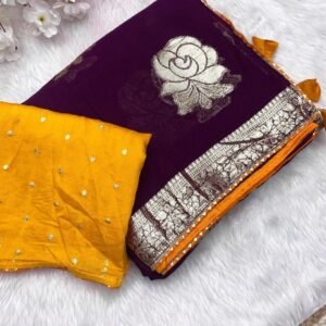 Premium Soft Viscose Georgette Brown Saree