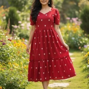 Presenting Beautiful Georgette Summer Wear Red One Piece