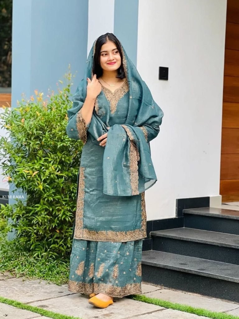 presenting designer eid collec 1740043980 Presenting Designer Eid Collection Turquoise Sharara Suit Set