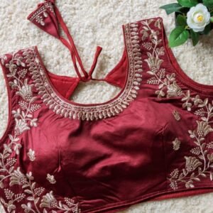 Presenting Elegant Maroon Blouse With Embroidery Work