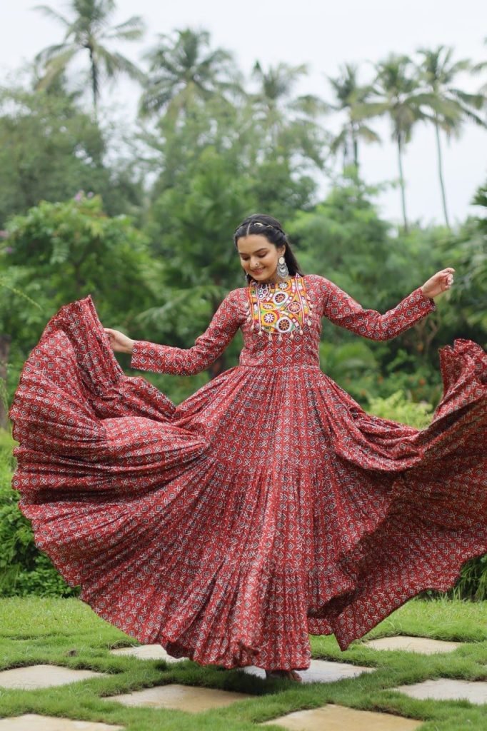 presenting maroon designer gow 1732783605 Presenting maroon Designer Gown with Traditional Kodi Work