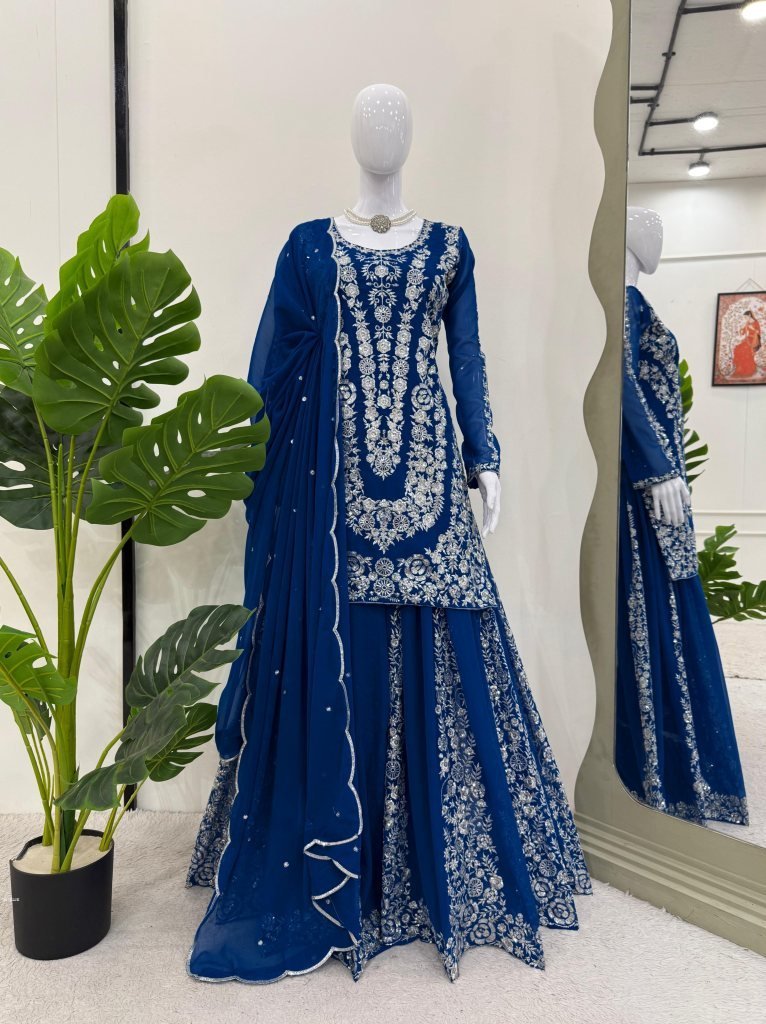 presenting new blue palazo set 1743853013 Presenting New Blue Palazo Set With Sequence Touch