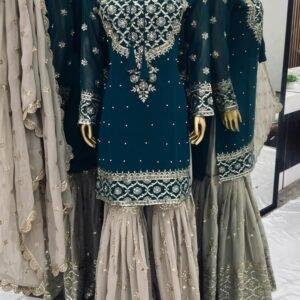 Presenting Rama Sharara Suit With Embroidery Work