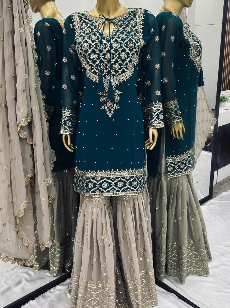 presenting rama sharara suit w 1743252926 Presenting Rama Sharara Suit With Embroidery Work
