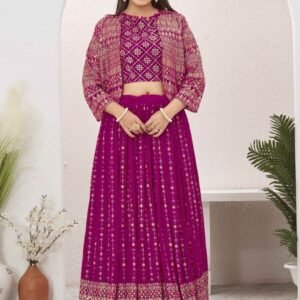 Pretty Pink Georgette Stitched Lehenga with Jacket