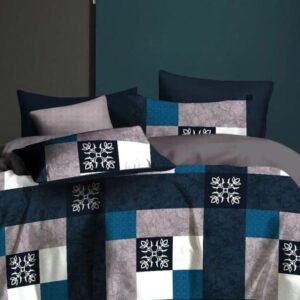 Print Dark Blue Colour Cotton King Size Bed Sheet