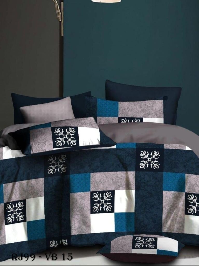 print dark blue colour cotton 1722937314 Print Dark Blue Colour Cotton King Size Bed Sheet