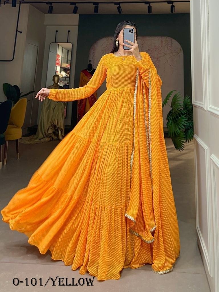 printed georgette yellow gown 1725109280 Printed Georgette Yellow Gown