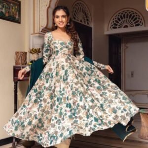 Printed Muslin Cotton Anarkali Kurtis