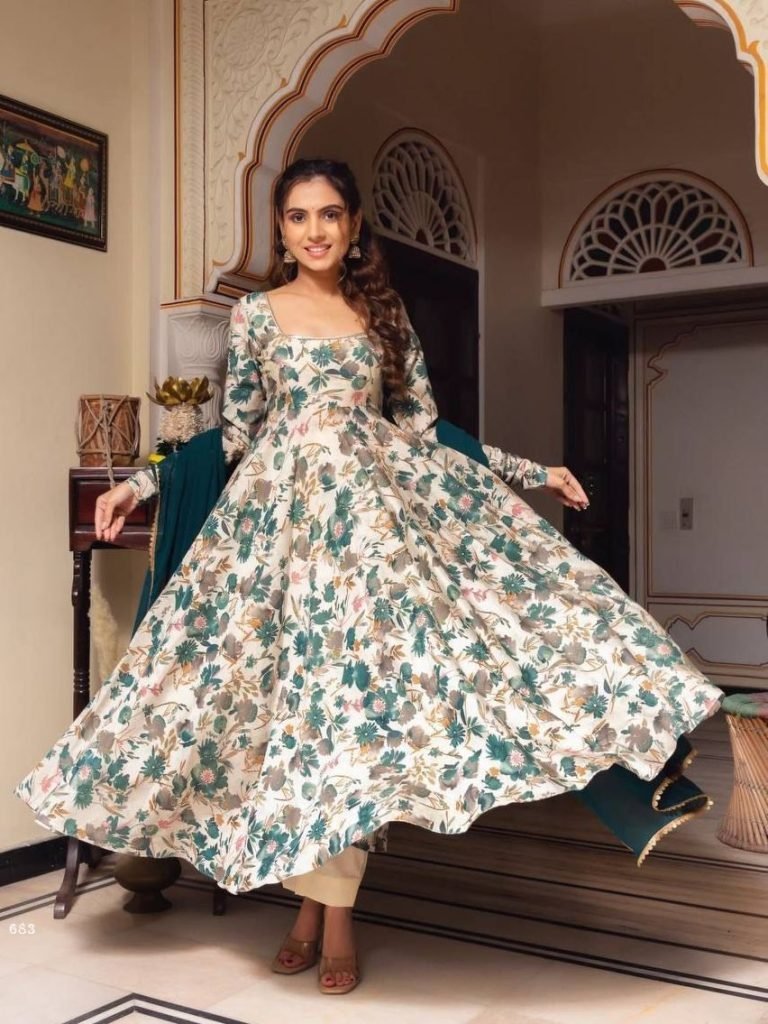 printed muslin cotton anarkali 1714632385 Printed Muslin Cotton Anarkali Kurtis
