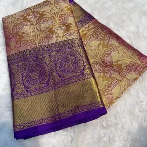 Priyamani Vol 12 Golden Naylon Gold Zari Rich Weaving Pallu Pure Kanjivaram Silk saree
