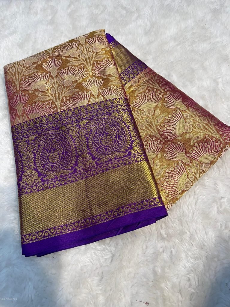 priyamani vol 12 golden naylon 1712913914 Priyamani Vol 12 Golden Naylon Gold Zari Rich Weaving Pallu Pure Kanjivaram Silk saree