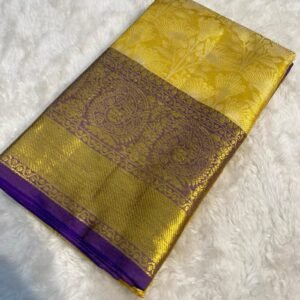 Priyamani Vol 12 yellow color Handloom Weaving Pure Kanjivaram Silk saree
