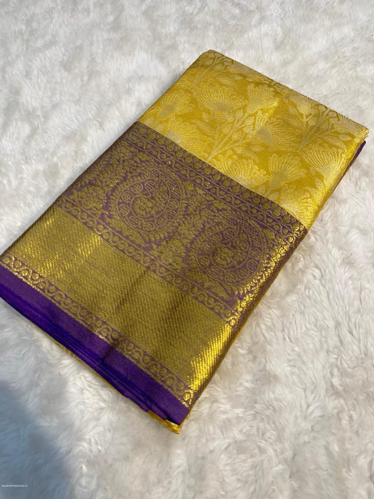 priyamani vol 12 yellow color 1712913342 Priyamani Vol 12 yellow color Handloom Weaving Pure Kanjivaram Silk saree
