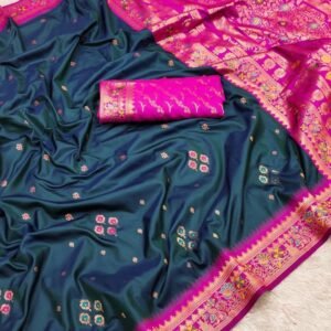 Prussian Color Pure Banarasi Silk Saree
